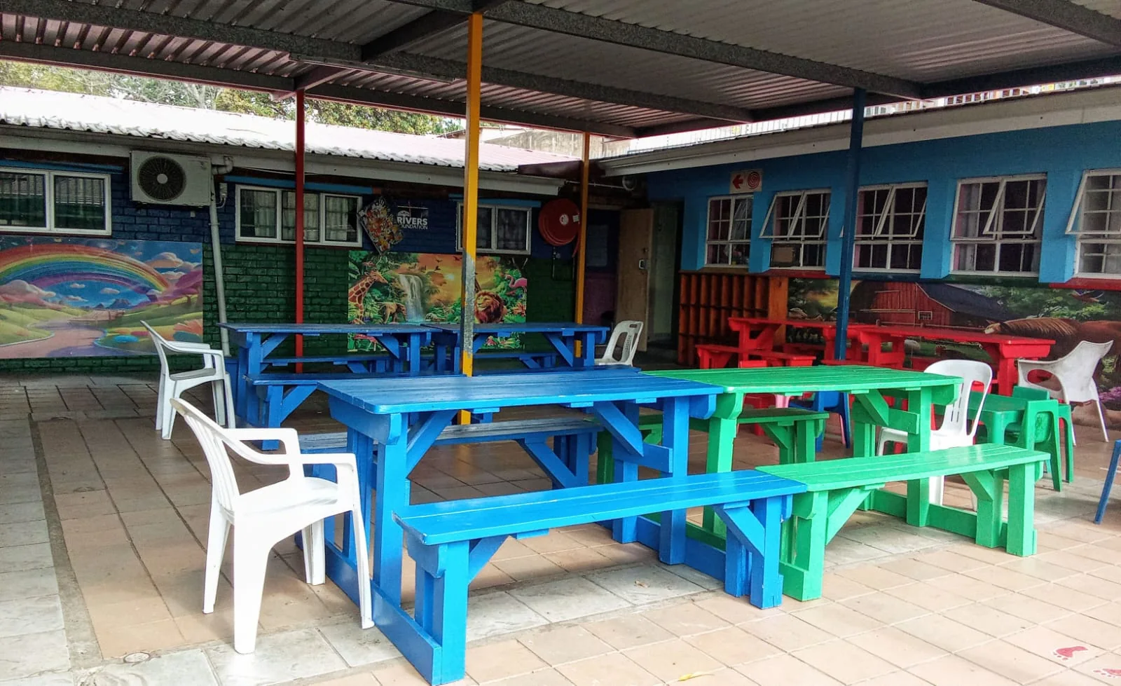 Colourful courtyard at St Thomas Home