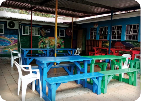 Our outdoor courtyard and tables