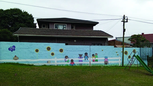 The garden and painted boundary wall
